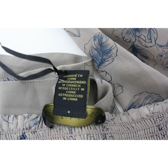 House of Harlow 1960 Top Womens sz M Sheer Gray Blue Floral Ruched Back - Picture 6 of 8